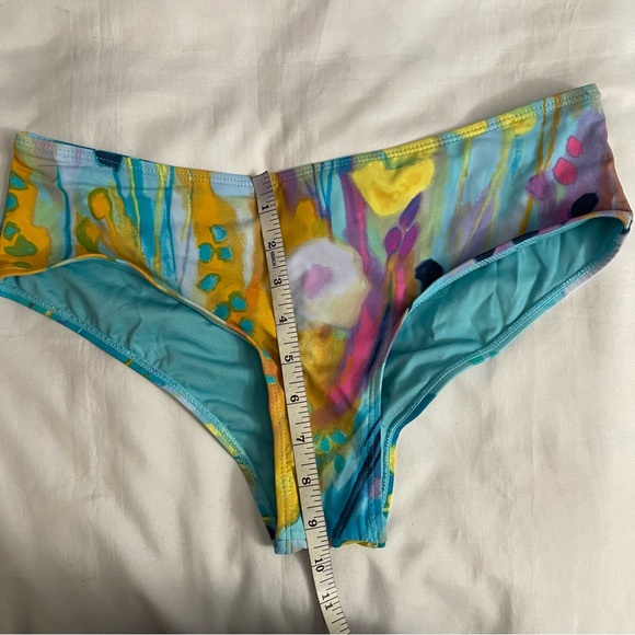 Blue multi color swimwear  top and bikini bottom set - Picture 8 of 10